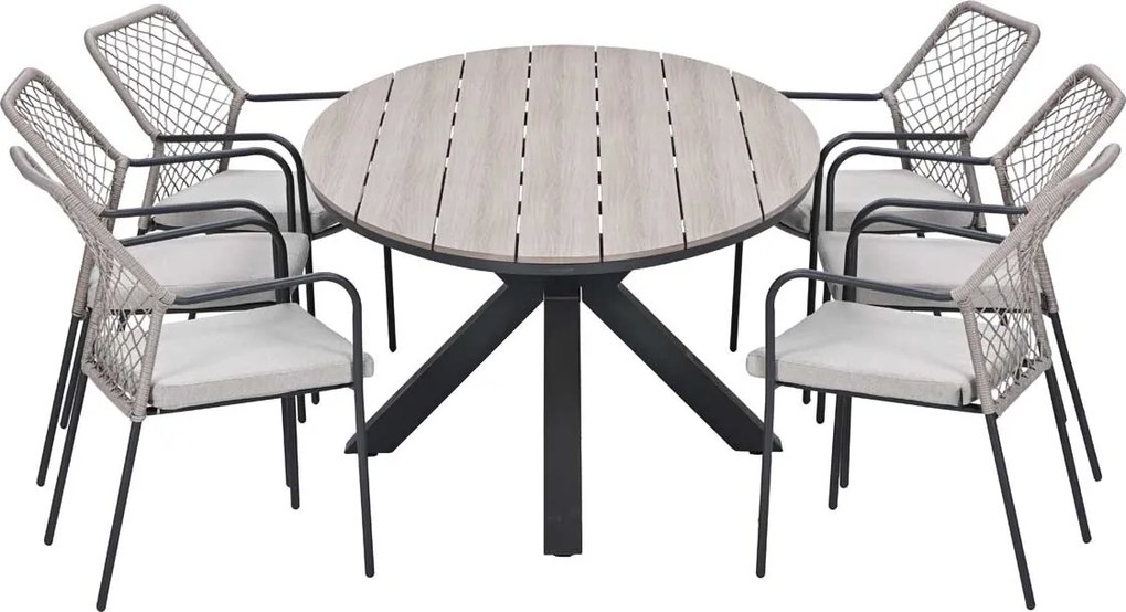Garden Impressions Ross tuinset sand 7-delig - Tulli tuintafel ovaal 220x115 cm