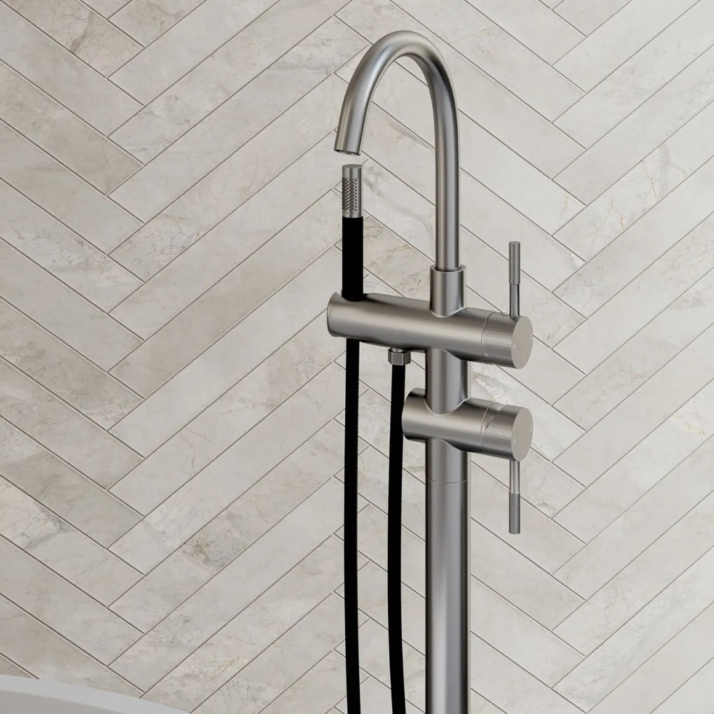 Saniclear Exclusive Curved Pro vrijstaande badkraan RVS