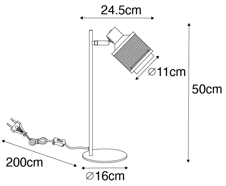 Industriële tafellamp zwart met goud - Kayden Industriele / Industrie / Industrial E14 rond Binnenverlichting Lamp