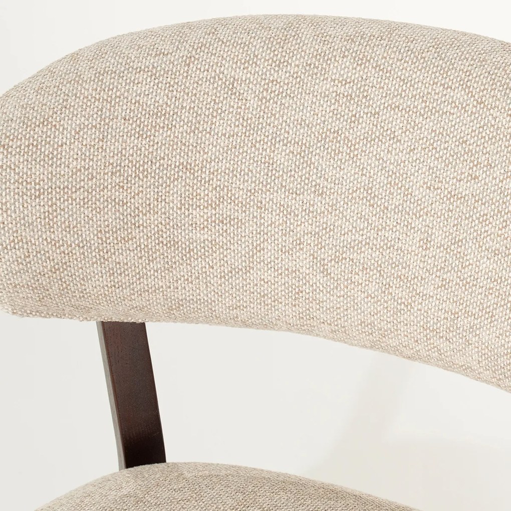 Eleonora Mikky Design Fauteuil Walnoot En Taupe Stof