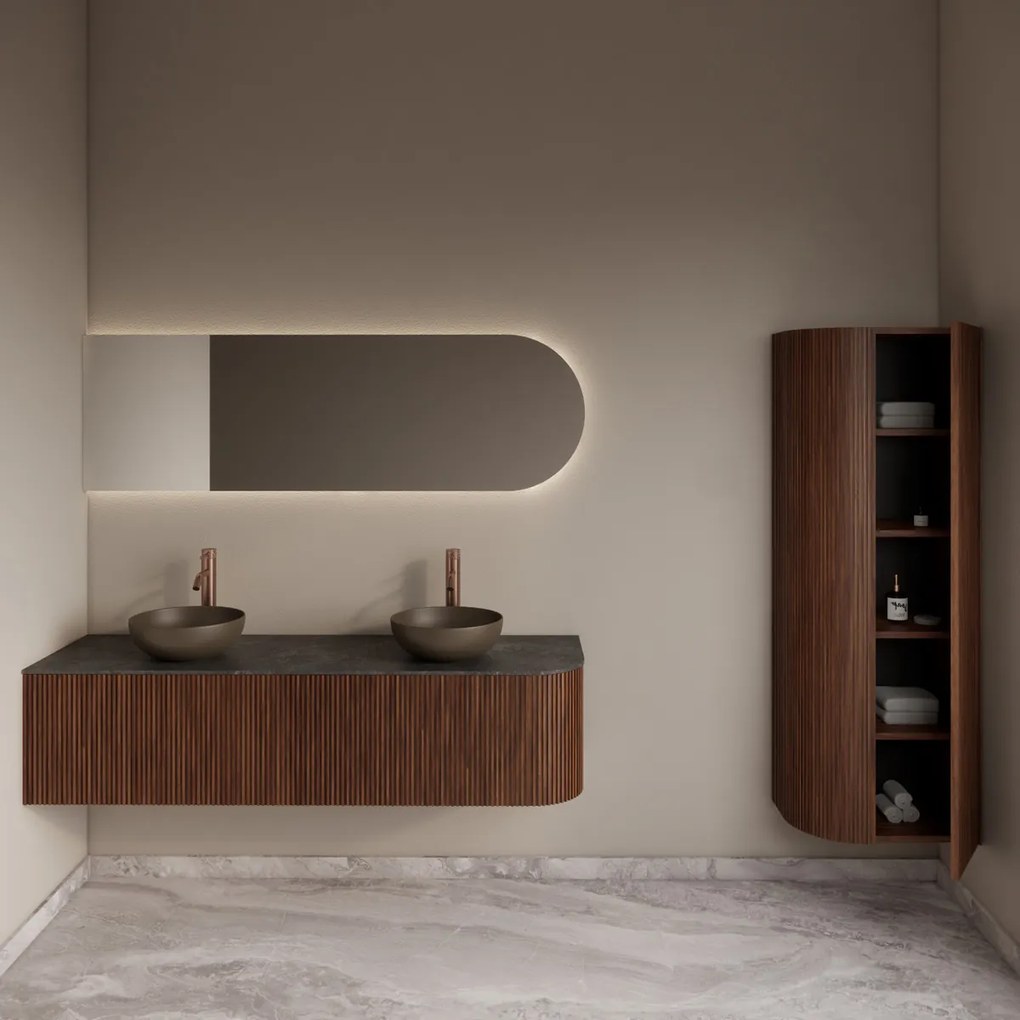 Gliss Design Alluro kolomkast 160cm met ronding links walnut