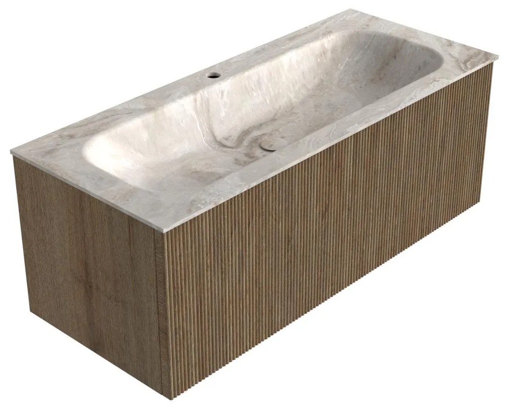 Mondiaz Kurve-dlux 110cm badmeubel dusk met 1 lade en wastafel big medium midden 1 kraangat frappe