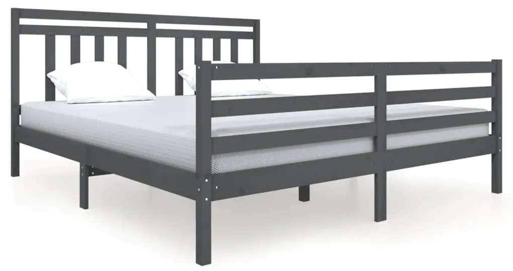 vidaXL Bedframe massief hout grijs 180x200 cm 6FT Super King