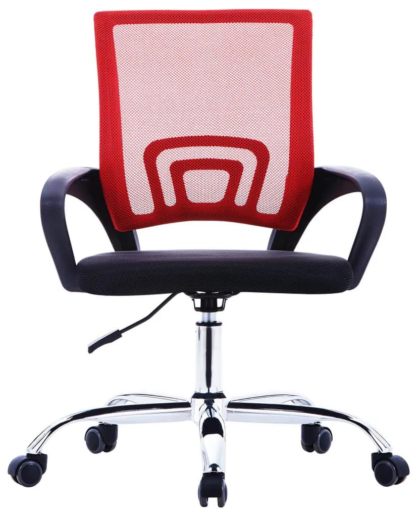 vidaXL Kantoorstoel met mesh rugleuning stof rood