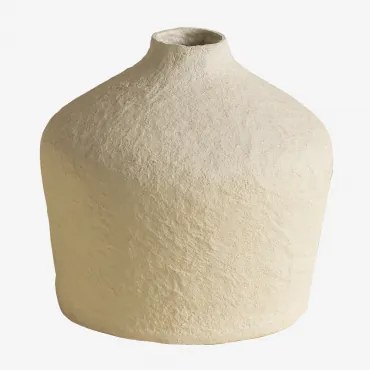 Decoratieve Handgemaakte Vaas Van Papier-maché Brimsley Beige – Crème - Sklum