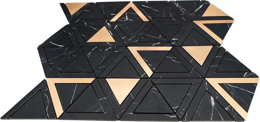 Zelfklevende Mozaïektegels Metaal | Driehoek Zwart Goud | 28,7×33,1 cm | Keuken, Bad & WC