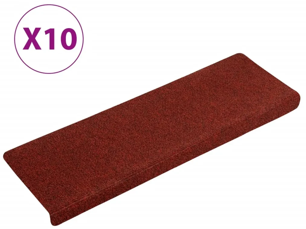 vidaXL Trapmatten 10 st 65x25 cm naaldvilt bordeauxrood