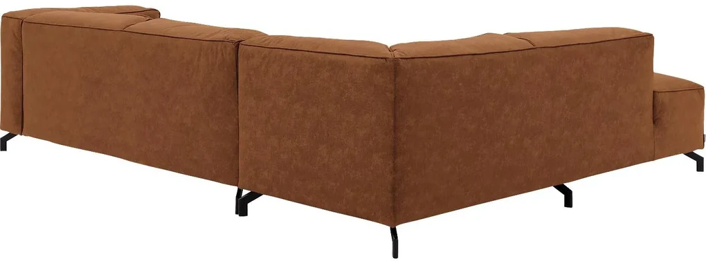 Goossens Bank Calvin cognac, micro leer, 3-zits, modern design met ligelement links