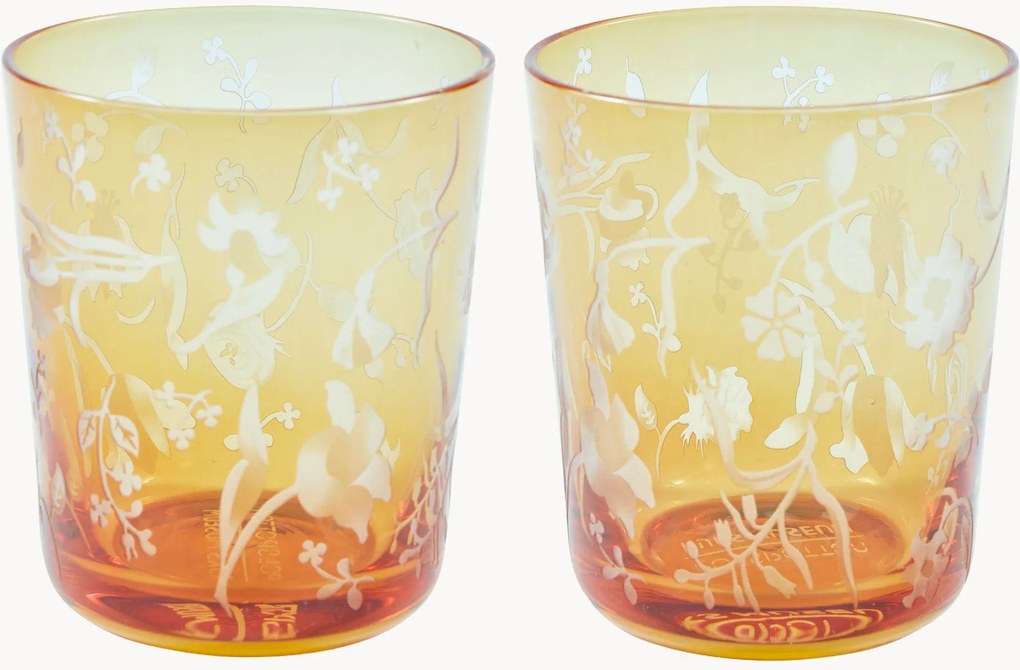 Mondgeblazen tumblers Scattered Flowers, 2-delig