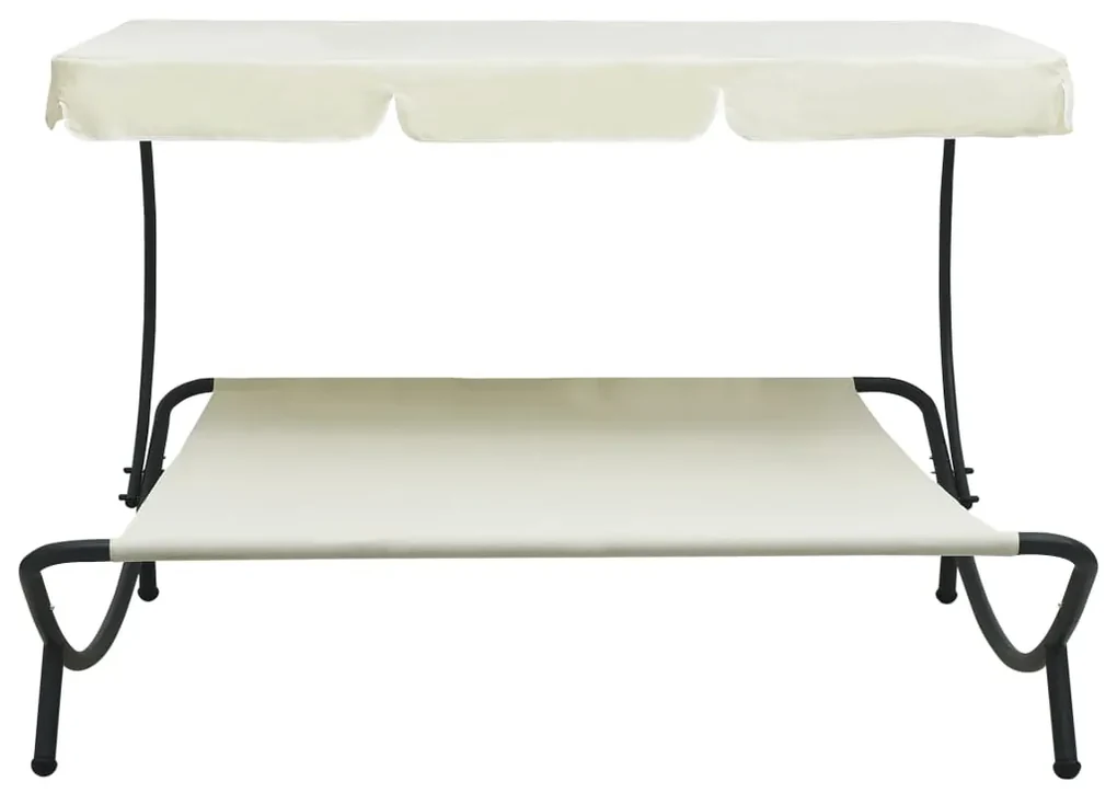 vidaXL Loungebed met luifel crèmewit