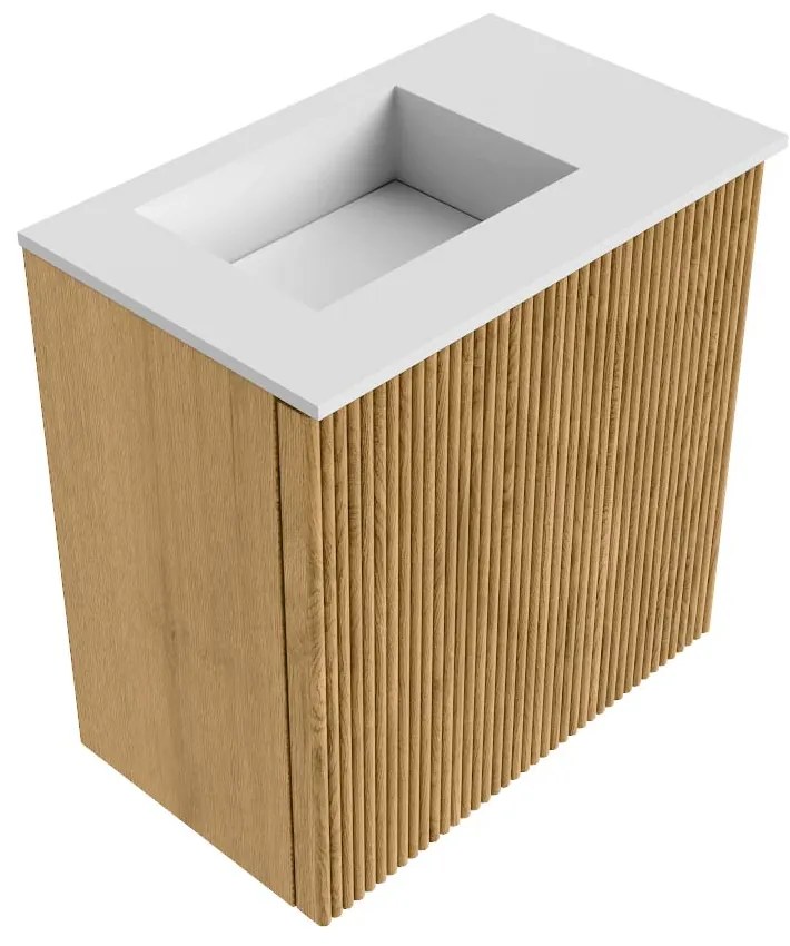 Mondiaz Joya 40cm toiletmeubel oak met wastafel faye links zonder kraangat talc