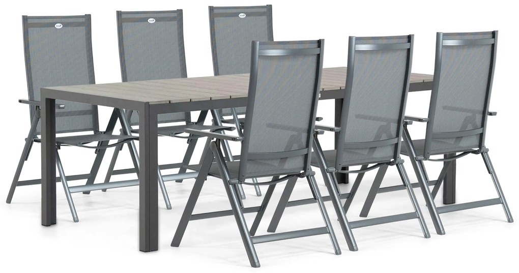 Tuinset 6 personen 217 cm Aluminium/textileen Grijs Hartman Aruba/Young