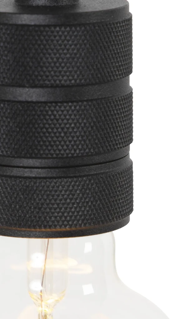 Lampada A Sospensione Qazqa Cavalux - Design Nero, 1 Luce, Portalampada E27 - Cavo Con Spina Incluso (510 Cm) - Per Soggiorno O Camera