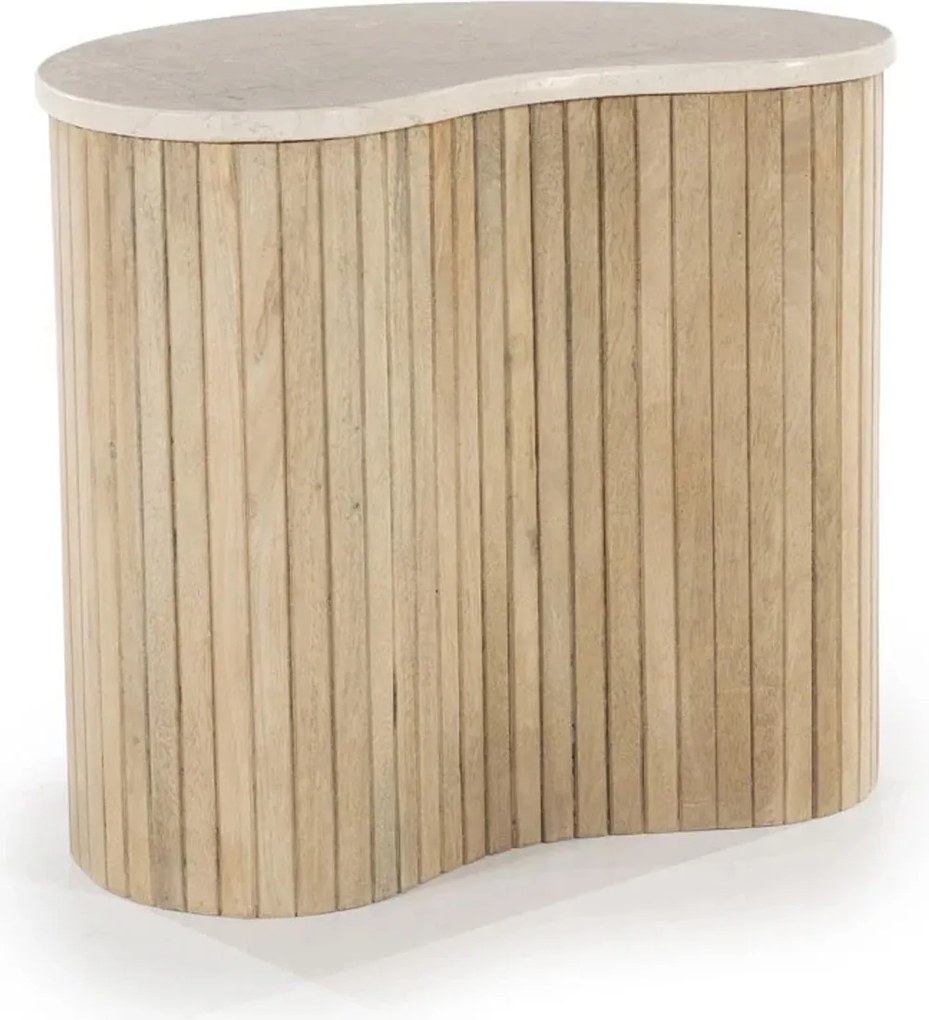 Bijzettafel Met Beige Marmer Blad - 50 X 33cm.