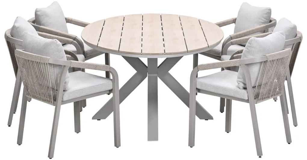 Garden Impressions Tarera tuinset 7-delig dakar sand - Tulli tuintafel 220x115 cm - light teak vironwood