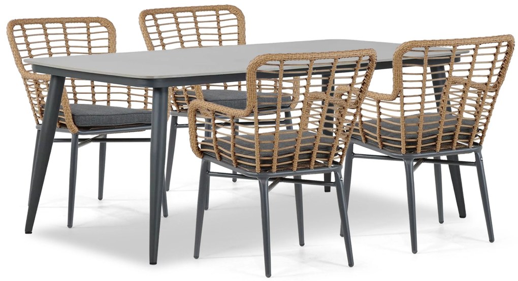 Tuinset 4 personen 180 cm Aluminium/wicker Taupe Lifestyle Garden Furniture Toledo/Vienna