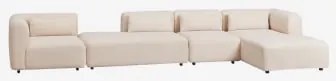 Rechtse Modulaire 4-delige Chaise Longue Bank Met Divan Fogler Teddystof Crème Beige - Sklum