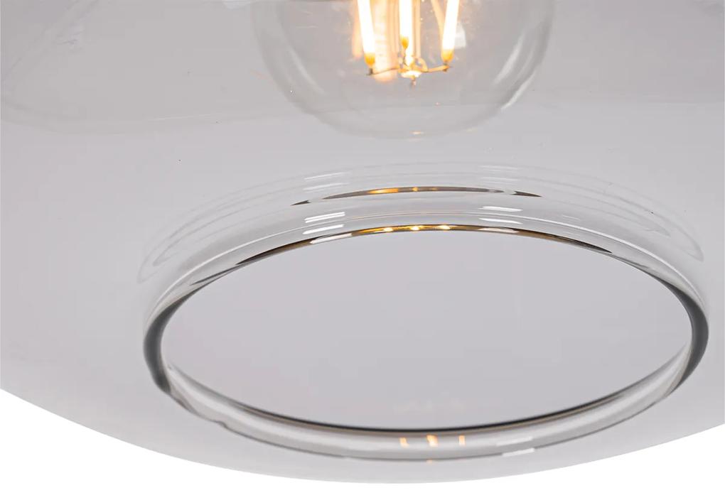 Design hanglamp zwart met goud en smoke glas - Kyan Design E27 rond Binnenverlichting Lamp