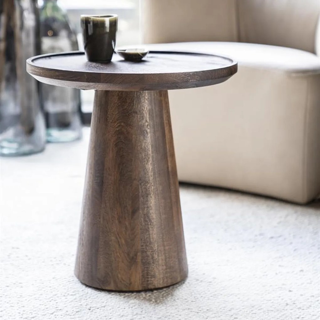 Ronde Bijzettafel Mangohout - 45 X 45cm.
