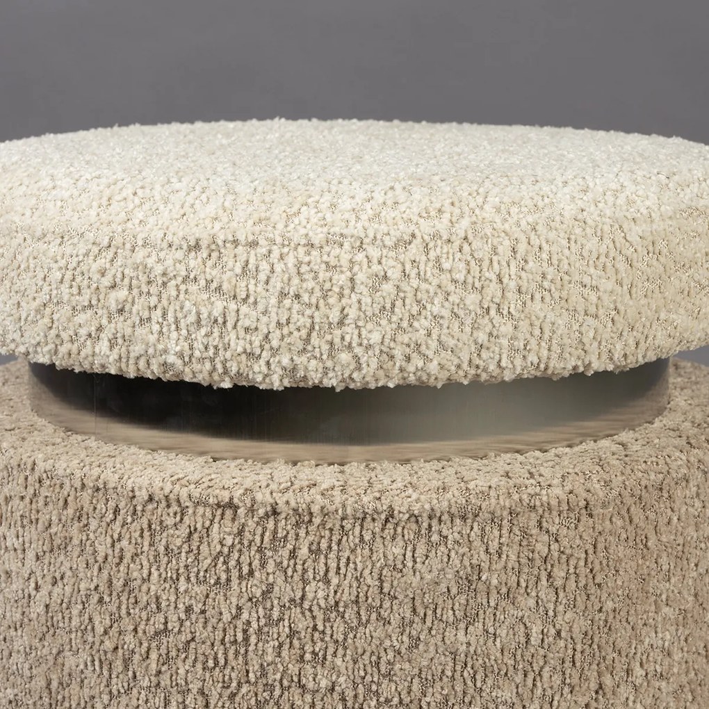 Dutchbone Sen Ronde Poef Beige Boucle Stof