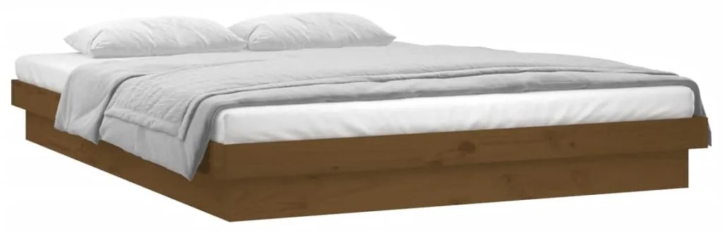 vidaXL Bedframe LED massief hout honingbruin 180x200 cm 6FT Super King