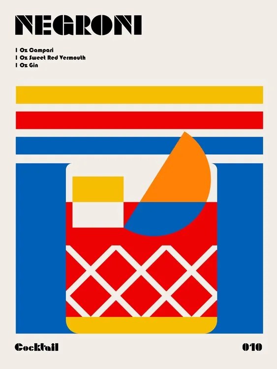 Ilustratie Negroni Bauhaus Cocktail, Retrodrome
