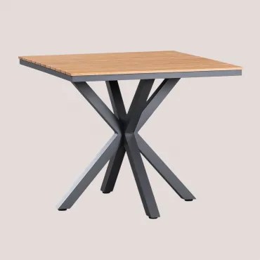 Vierkante Tuintafel 90x90 Cm Van Eucalyptus En Aluminium Archer Grijs – Grafiet - Sklum