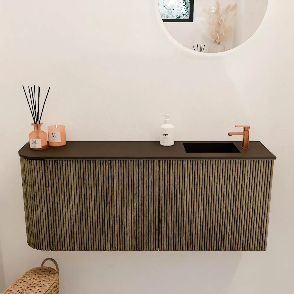 Mondiaz Joya 100cm toiletmeubel ronding links dusk met wastafel faye rechts 1 kraangat urban