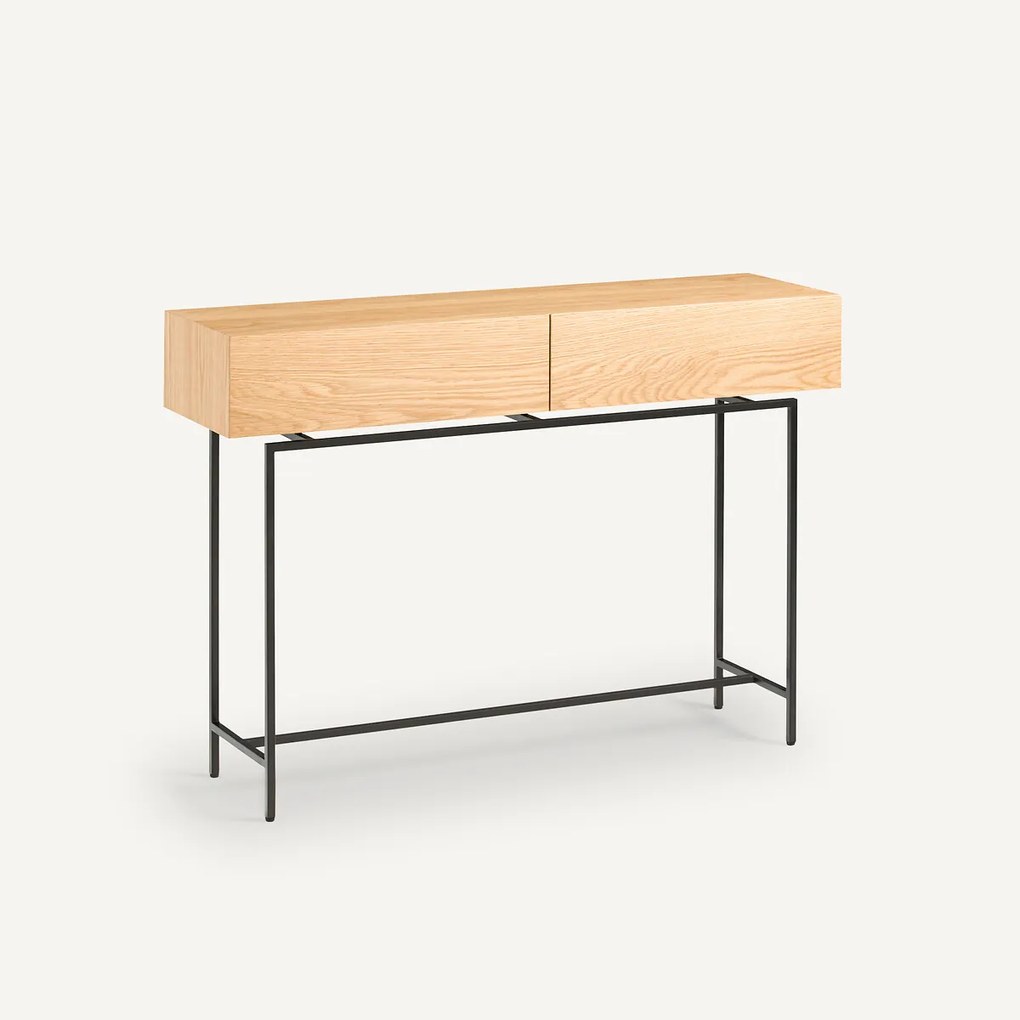 Eiken fineer console, 2 lades, Oreko