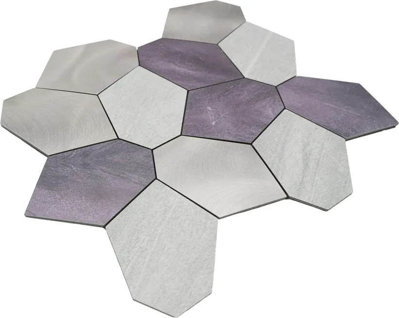 Zelfklevende Mozaïektegels Metaal | Polygoon Grijs | 30×26,2 cm | Keuken, Bad & WC