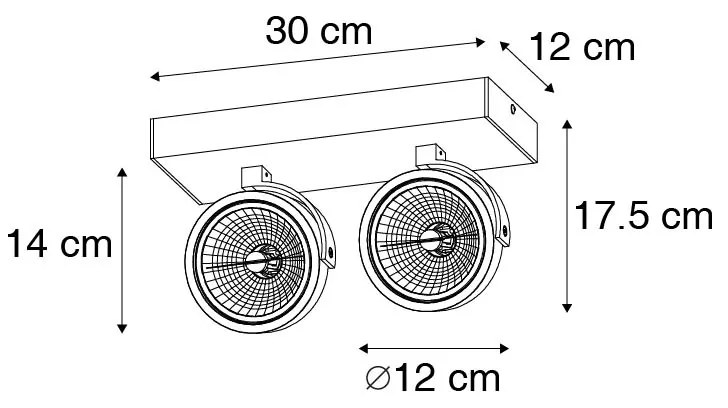 Design spot wit verstelbaar 2-lichts - Go