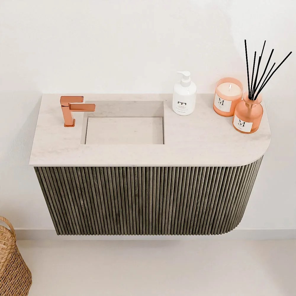 Mondiaz Joya DLux 60cm toiletmeubel ronding rechts shadow met wastafel faye links 1 kraangat meli