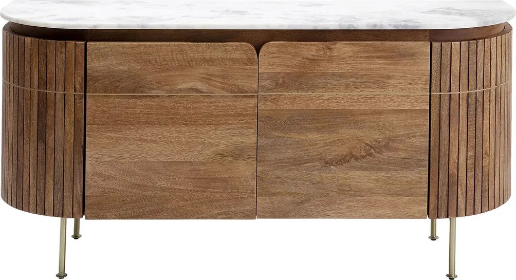 Dressoir Mangohout En Marmer - 160x45x78cm.