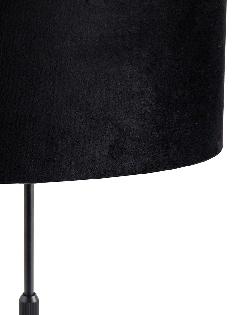 Tafellamp zwart met ovale velours kap zwart 35cm - Parte Modern, Klassiek / Antiek E27 rond Binnenverlichting Lamp