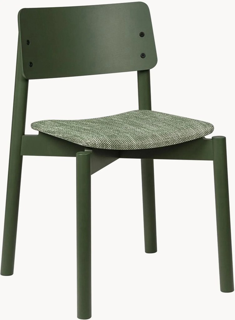 Houten eetstoel Wem met gestoffeerde zitvlak, stapelbaar