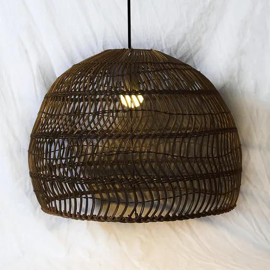 Rotan / Rieten Hanglamp, Handgemaakt, Zwart, â60 cm