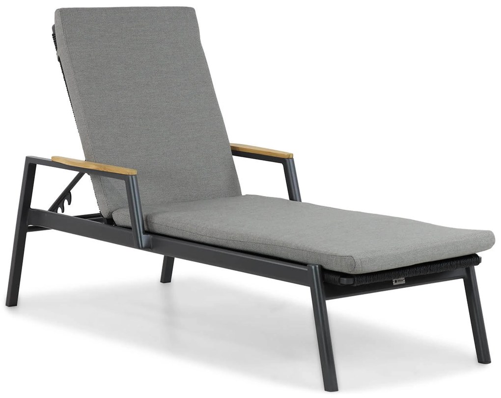 Coco Ralph Ligbed Verstelbaar Aluminium/wicker Grijs
