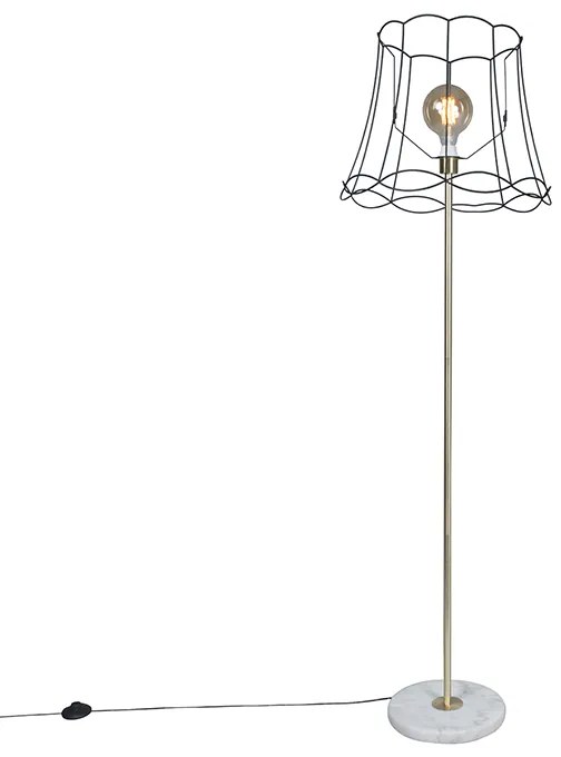 Retro vloerlamp messing met Granny frame zwart 45 cm - Kaso