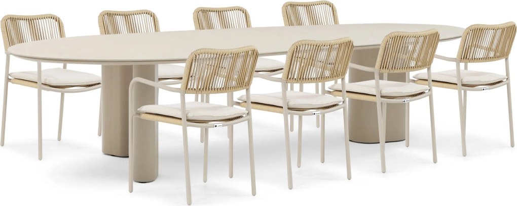 Tuinset 8 personen 300 cm Aluminium/rope Taupe Coco Penya/Weave