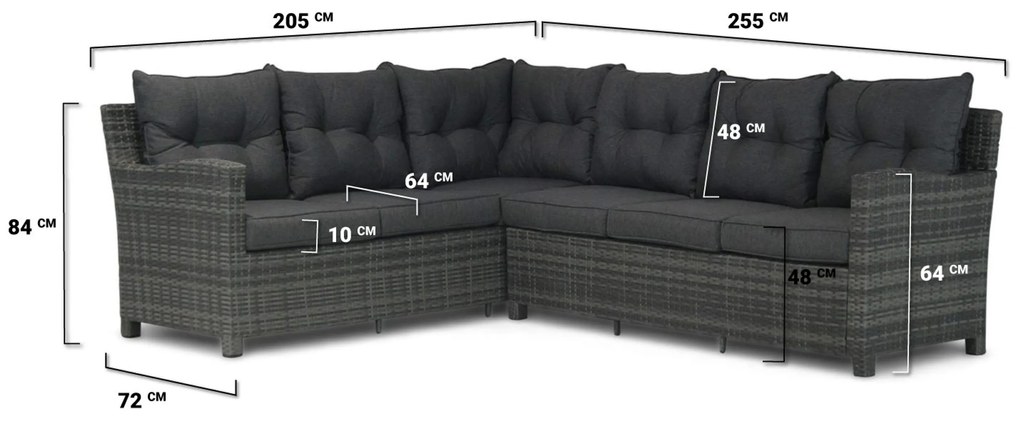 Dining Loungeset 6 personen Wicker Grijs Domani Furniture Beluga