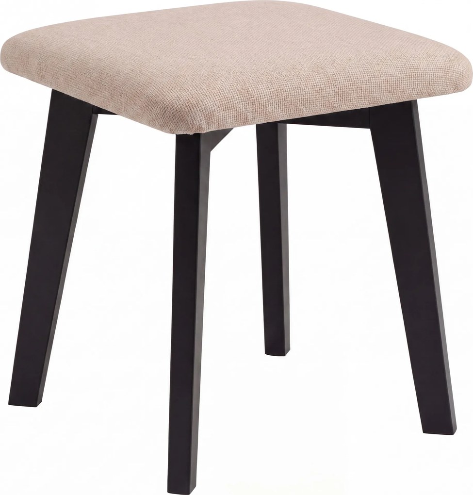 Mazzoni MILO Beige (stof Storm 06)/zwart beuken onderstel - VIERKANTE GESTOFFEERDE KRUK VOOR KEUKEN/WOONKAMER