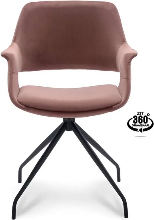Eetkamerstoel Riccione - velvet - oudroze - Leen Bakker