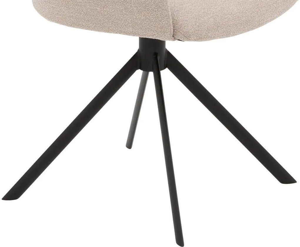 Goossens Eetkamerstoel Hera beige stof met armleuning, modern design