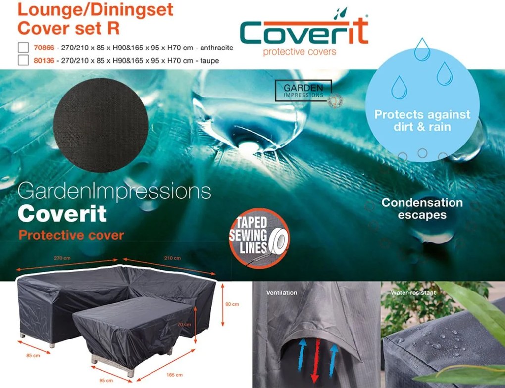 Garden Impressions Lounge dining beschermhoes R 270x210xH85/90 en 165x95xH70