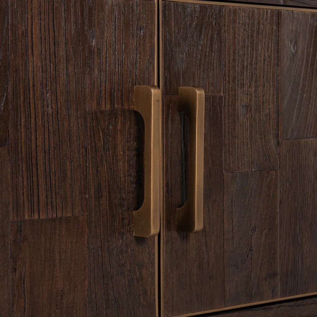 Richmond Interiors Cromford Mill Tv-meubel Donker Hout Brushed Gold - 200x45x56cm.