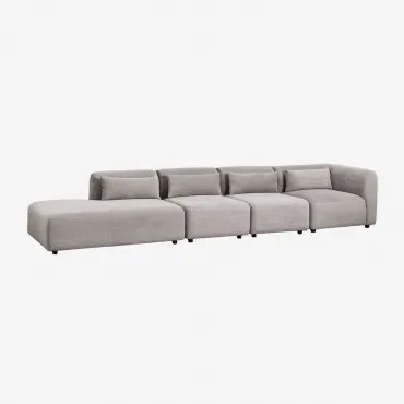 4-delige Modulaire Hoekbank Met Linker Divan Fogler Corduroy Licht Taupegrijs - Sklum