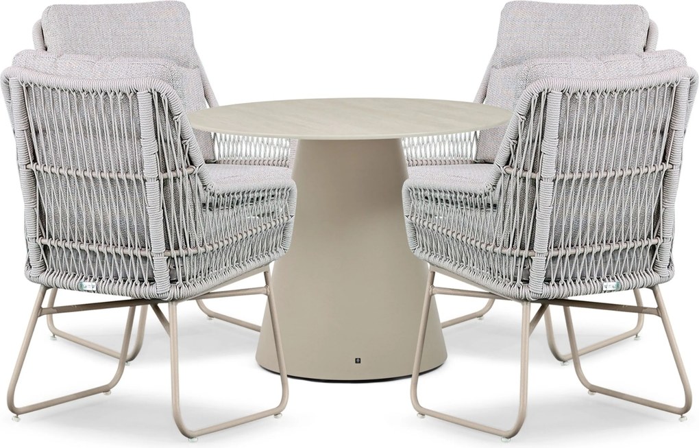 Tuinset Ronde Tuintafel 4 personen 100 cm Rope Zand/Beige Lifestyle Garden Furniture Vicente/Serino