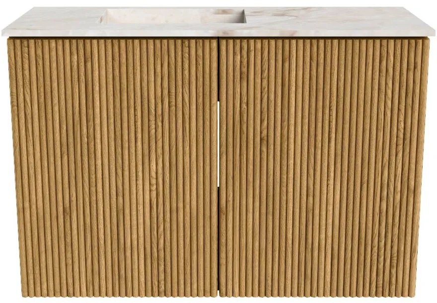 Mondiaz Joya DLux 60cm toiletmeubel oak met wastafel faye links zonder kraangat frappe