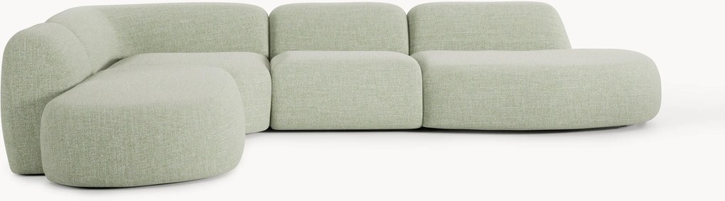 Modulaire bouclé XL hoekbank Wolke met chaise longue