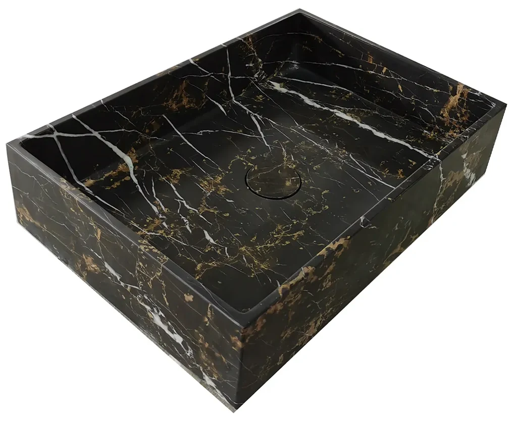 Saniclear Portoro Gold marmer waskom rechthoekig 50x35cm